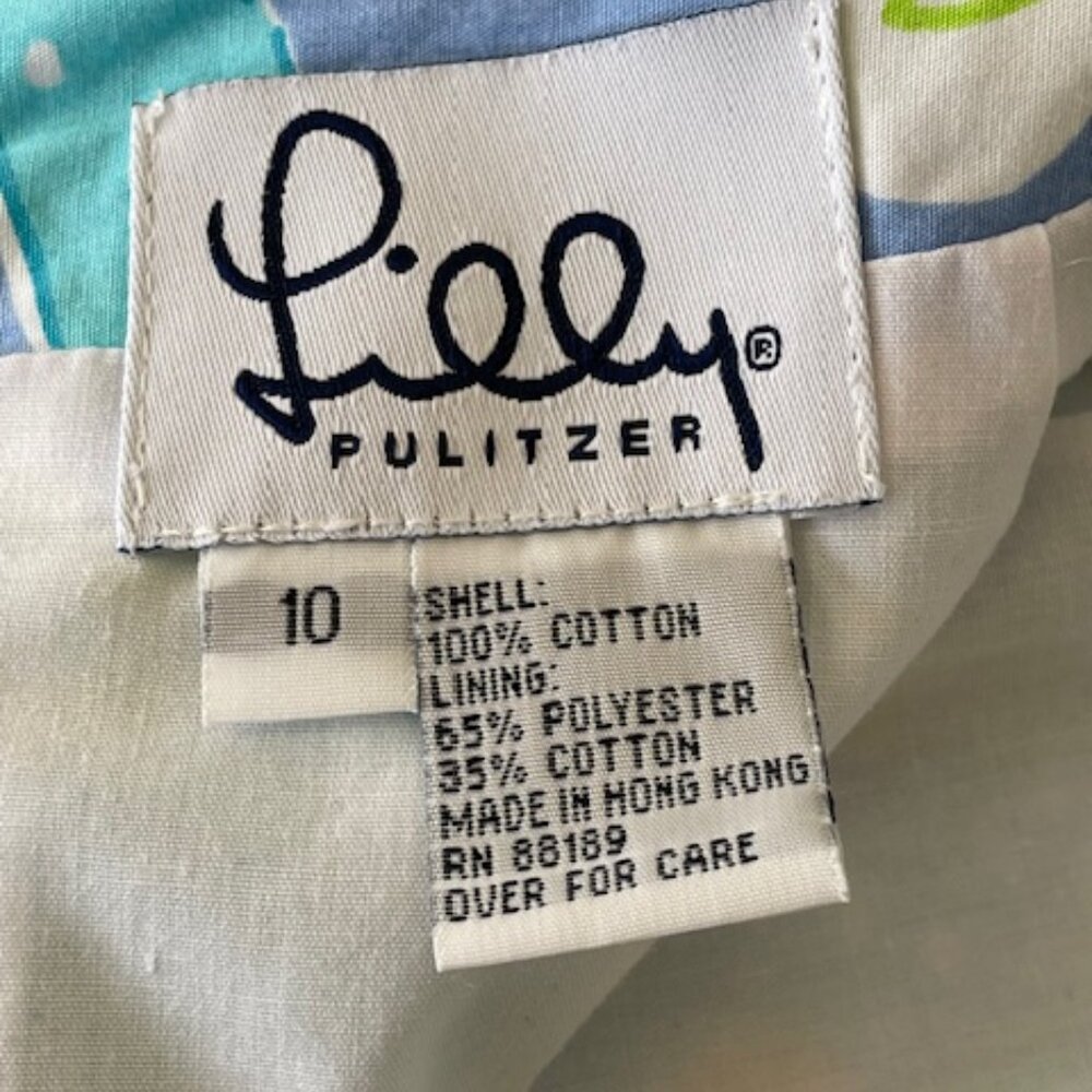 LILLY PULITZER Sweet Blue Crabby Scalloped Hem Skirt White Label Size 10 - Picture 3 of 15
